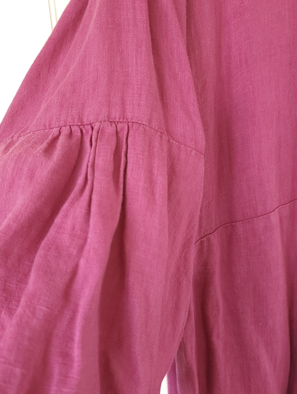 MATCH POINT Magenta Button-Front Linen Tunic - Picture 9 of 10